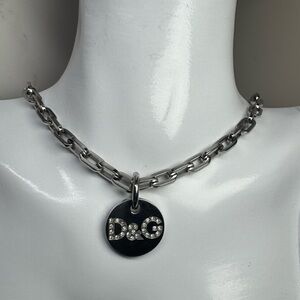 Dolce & Gabbana Crystal & Resin Logo Pendant Necklace